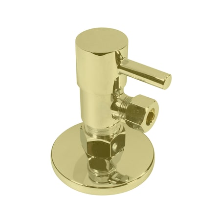 Westbrass Round Lever 1/4-Turn Angle Stop 1/2" Copper x 3/8" Compression, Polished Brass D105QR-01